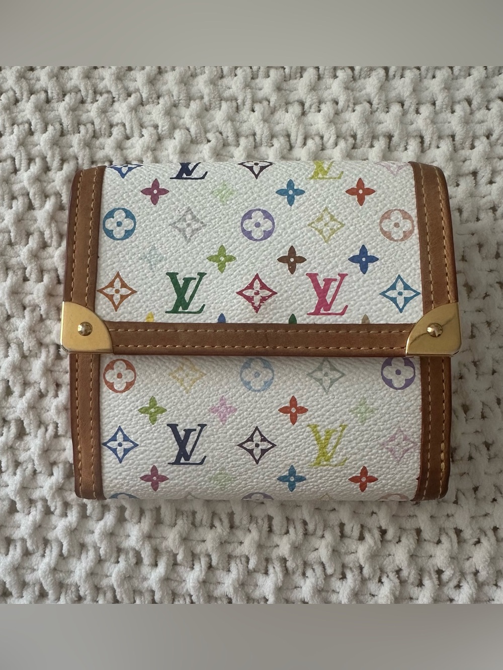 Authentic Louis Vuitton Murakami Pochette Porte-Monnaie Wallet Multicolor LV COA - Picture 2 of 16